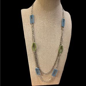 N128 Loft Paperclip Stainless Steel Never Tarnish Two Layers w/ blue+green